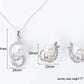 Pearl And Diamond Necklace And Earrings Two-piece Bridal Wedding Jewelry