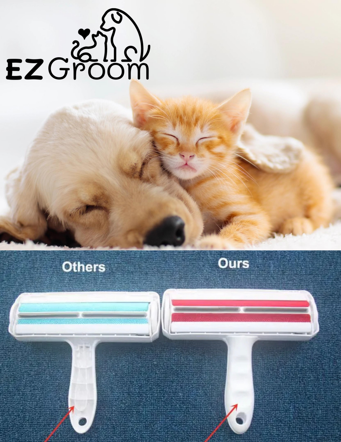 Pet Hair Remover - Reusable Cat and Dog Hair Remover for Furniture, Couch, Carpet, Car Seats or Bedding. Portable, Multi-Surface Lint Roller and Fur Removal Tool