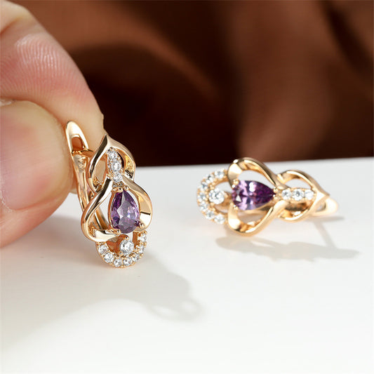 Droplet Bright Topaz Earrings In Champagne Gold Plated