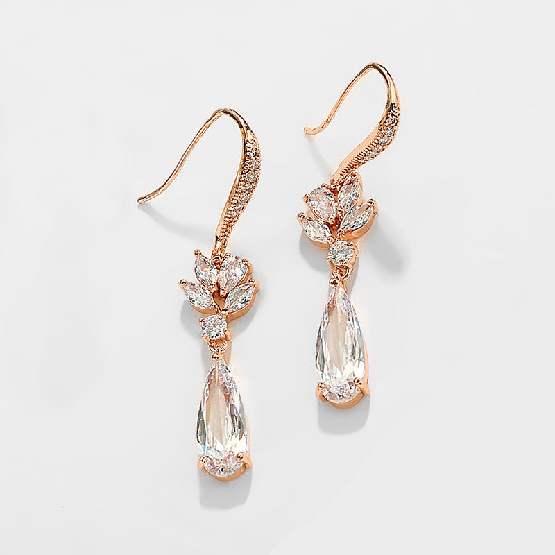 Korean Water Drop Long Wedding Earrings