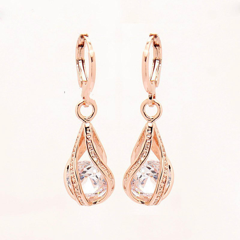 New Zircon Jewelry Waterdrop Cutout Earrings