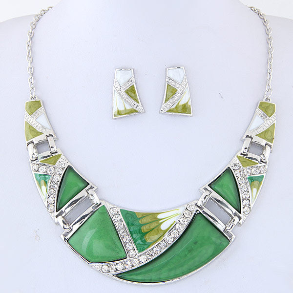 Geometric personality exaggerated temperament necklace earrings set