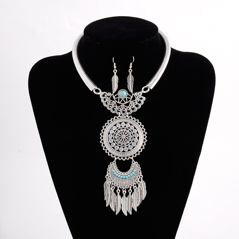 Fringe set with diamond necklace and earrings