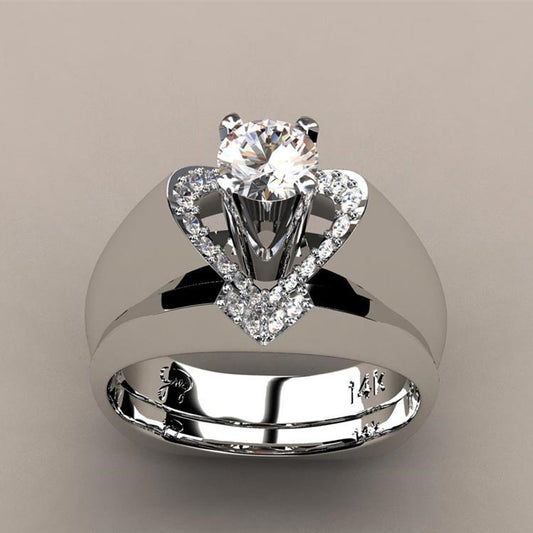Hot Sale Creative Heart Shaped Diamond Ring Female