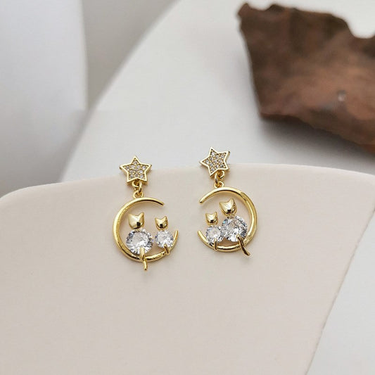 New Ins Style Sweet Temperament Flash Diamond Earrings