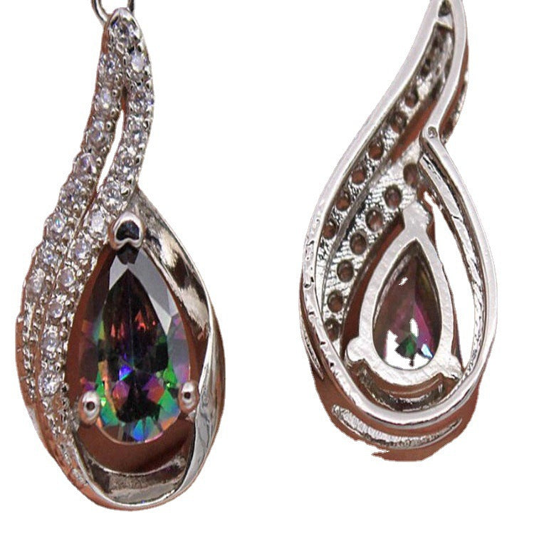 Women's Colorful Topaz Drop Earrings With Diamonds