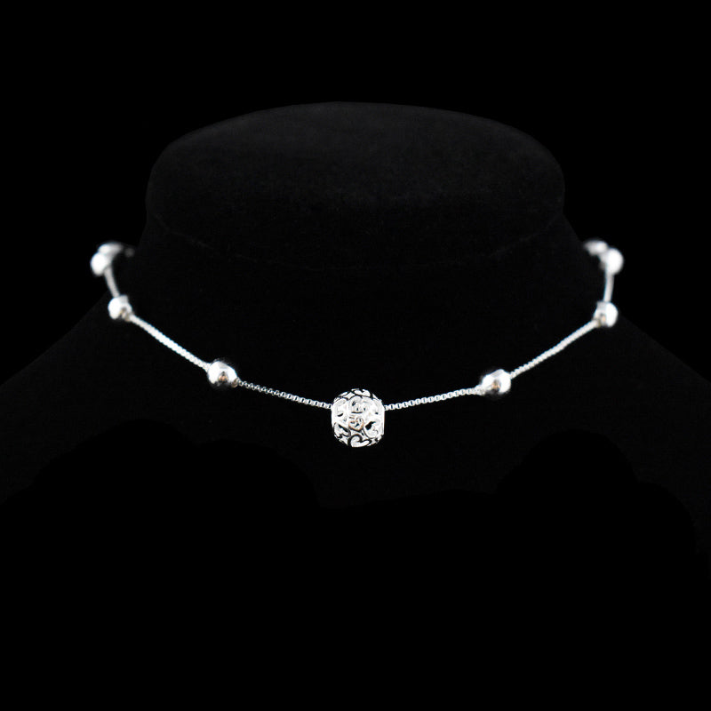 Female temperament silver anklet