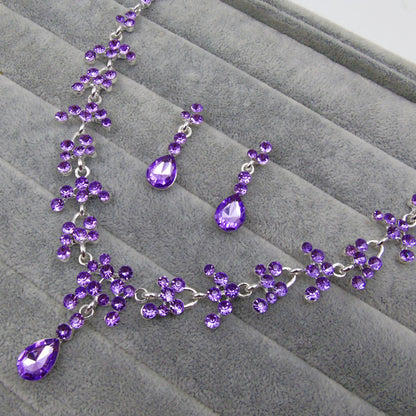 Fashion Shiny Flower Earrings Necklace Set