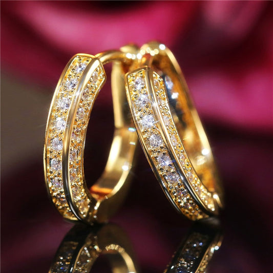 Fashion New Earrings Three-sided Full Diamond Earrings Ear Buckle Ear Clip Ear Jewelry