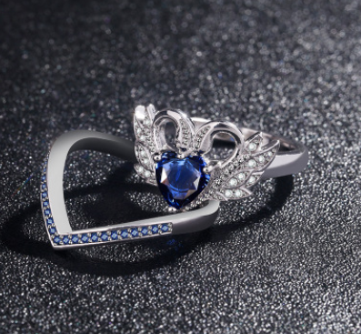 Explosion models Europe and the United States crown swan gemstone couple ring set ring