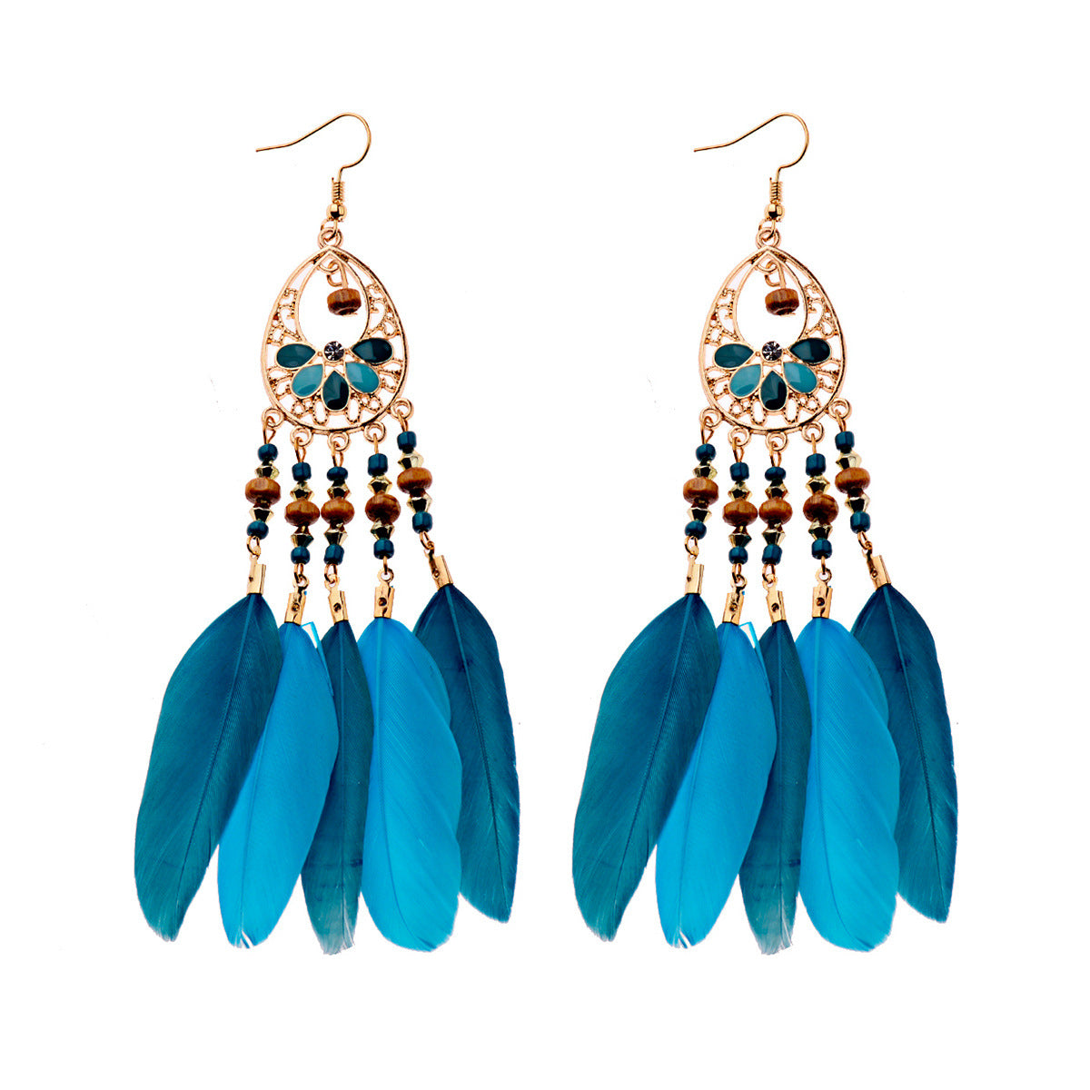 Exaggerated Bohemian Long Feather Earrings