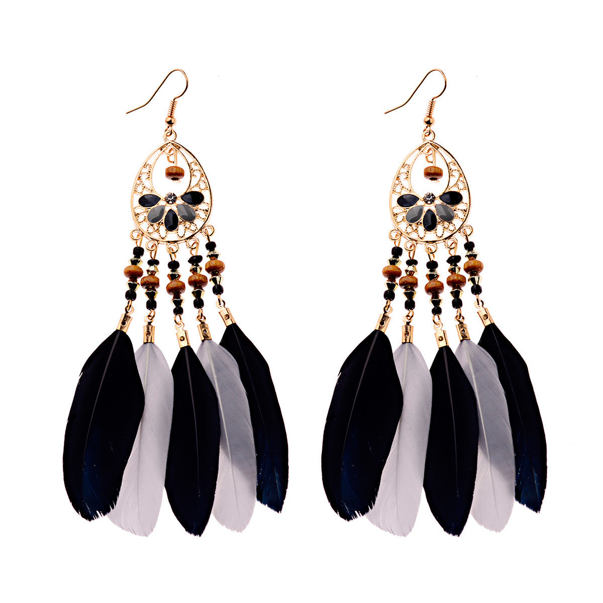 Exaggerated Bohemian Long Feather Earrings