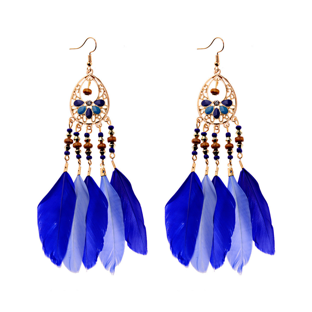 Exaggerated Bohemian Long Feather Earrings