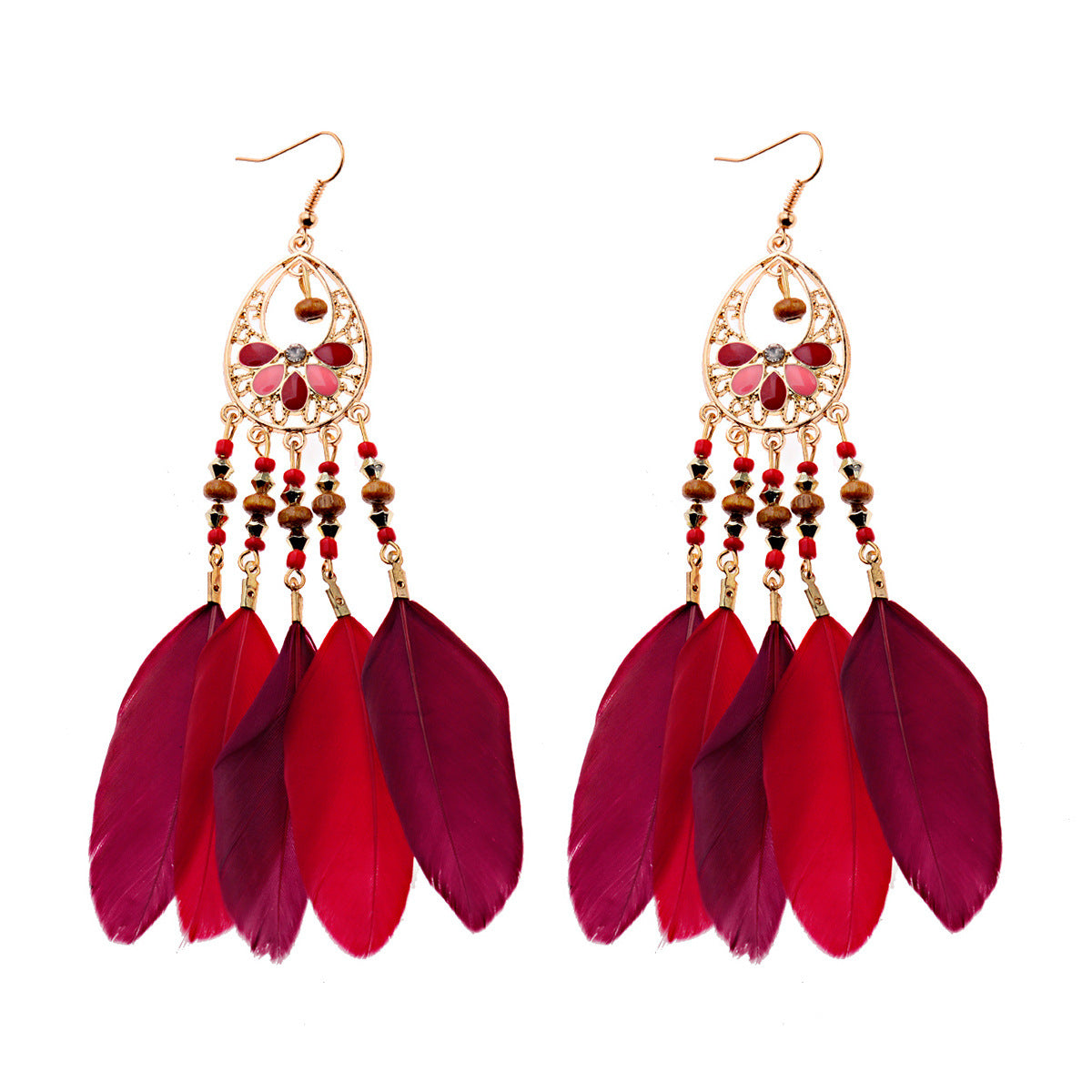 Exaggerated Bohemian Long Feather Earrings