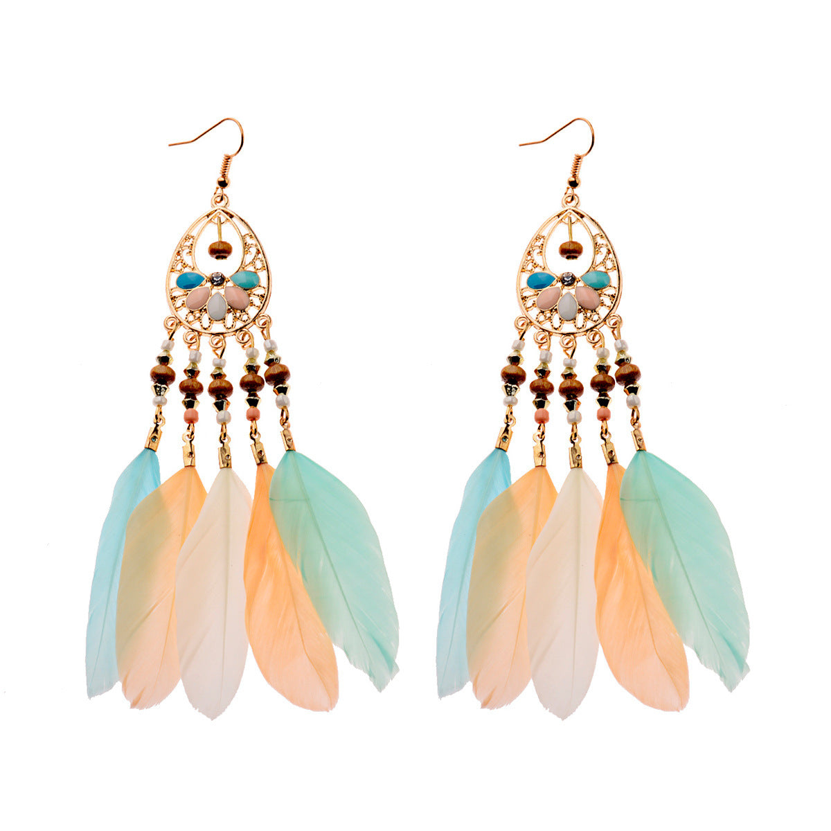 Exaggerated Bohemian Long Feather Earrings