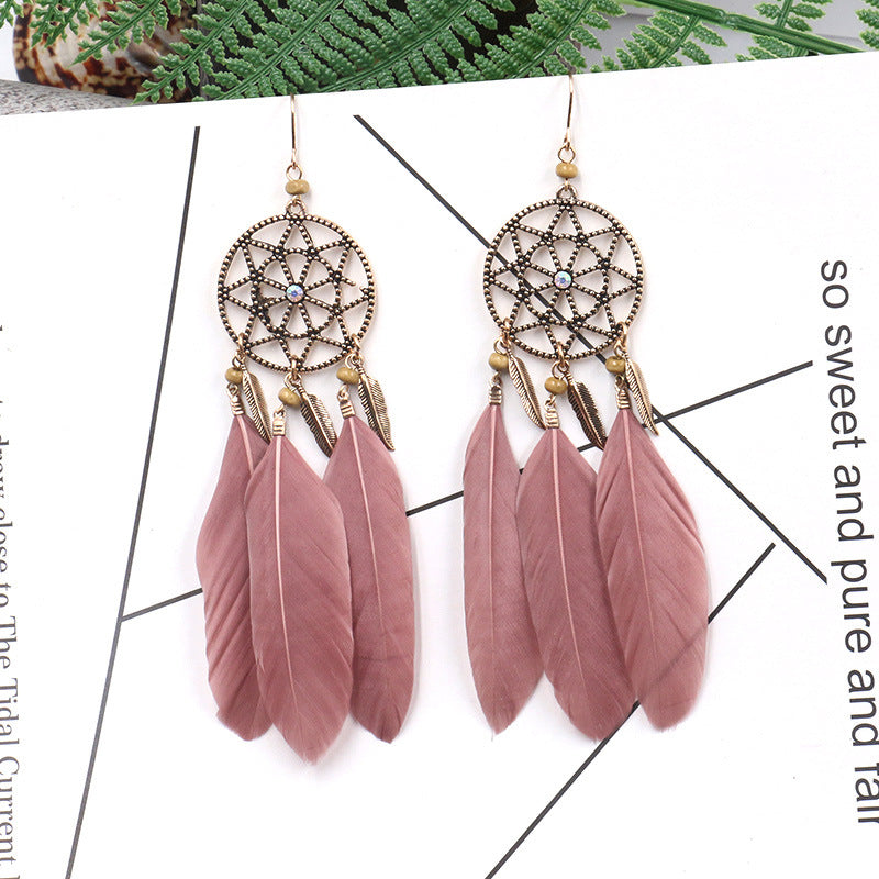 Exaggerated Bohemian Long Feather Earrings