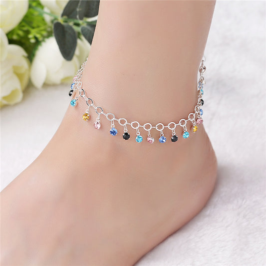 Korean Version Of Simple Diamond-Studded Silver Bracelet