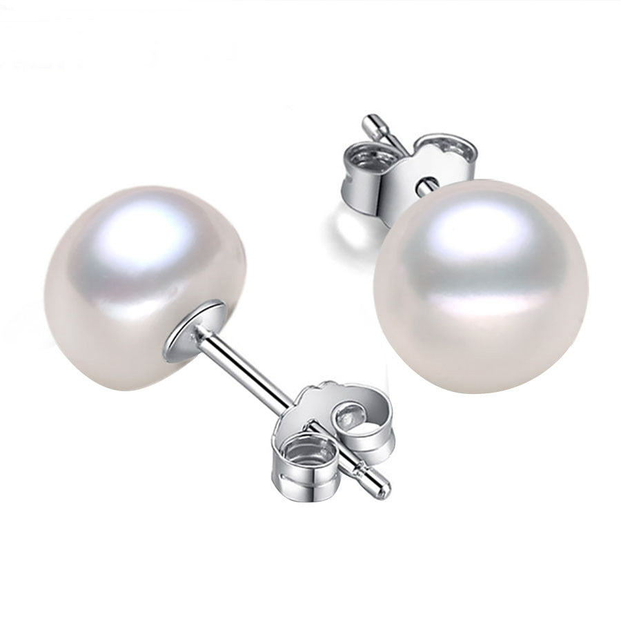 Freshwater Pearl 6-12mm Studs 925 Silver Pearl Earrings