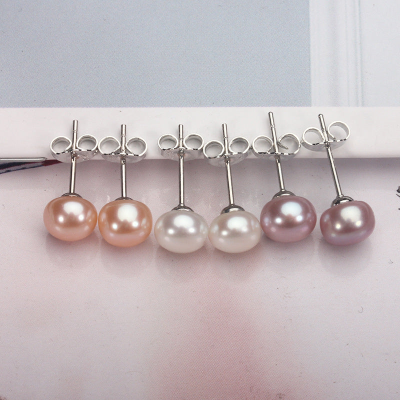 Freshwater Pearl 6-12mm Studs 925 Silver Pearl Earrings