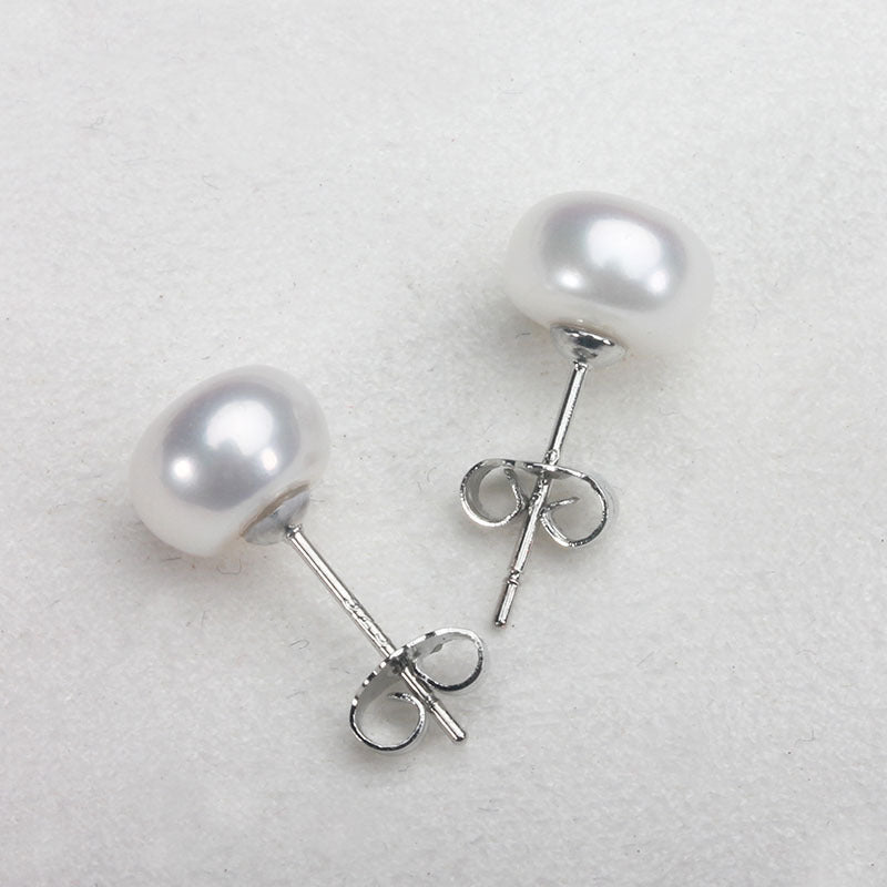 Freshwater Pearl 6-12mm Studs 925 Silver Pearl Earrings