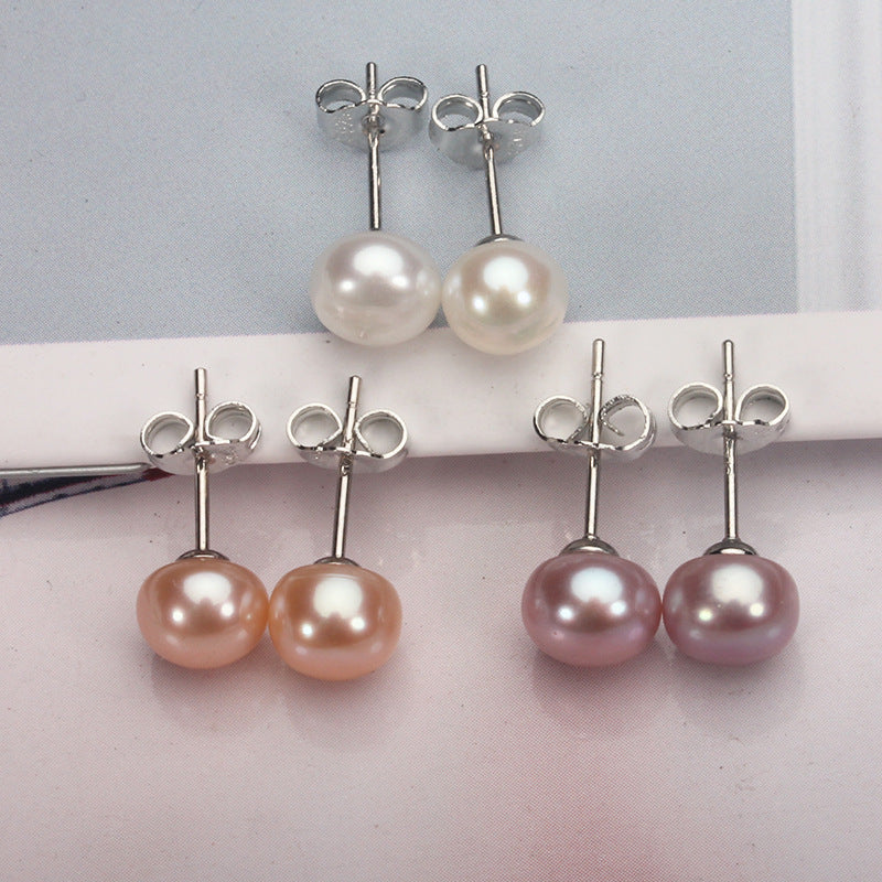 Freshwater Pearl 6-12mm Studs 925 Silver Pearl Earrings