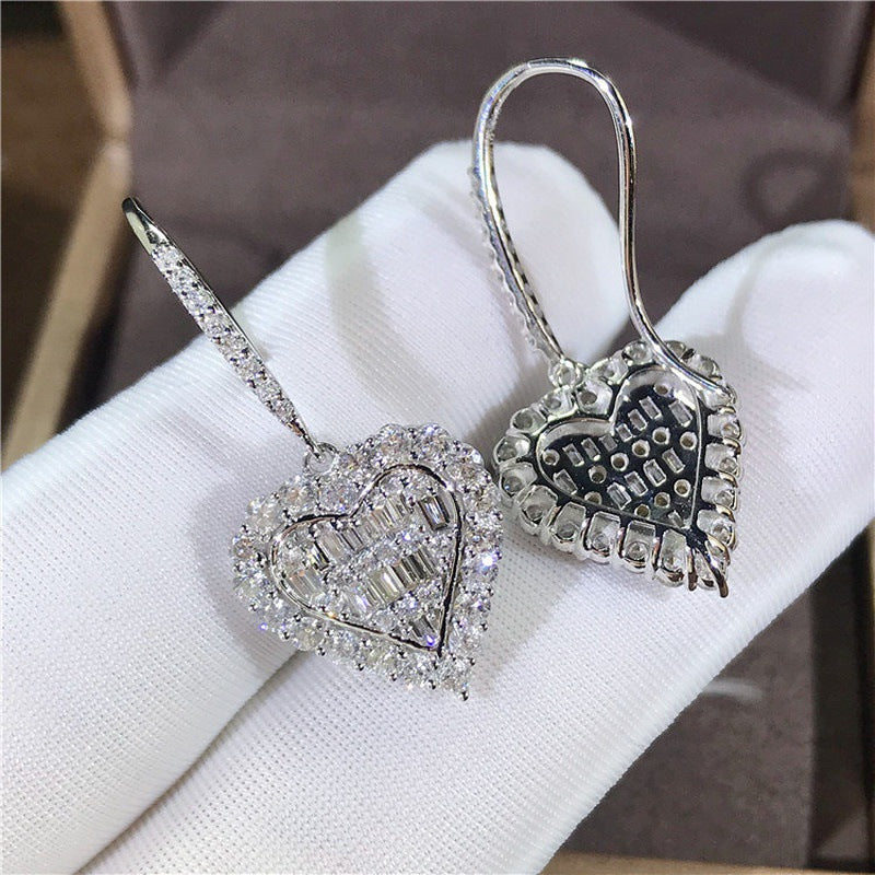 Huitan Cubic Zirconia Heat Shape Women Drop Wedding Engagement Jewelry Shine Girl Fashion Earrings