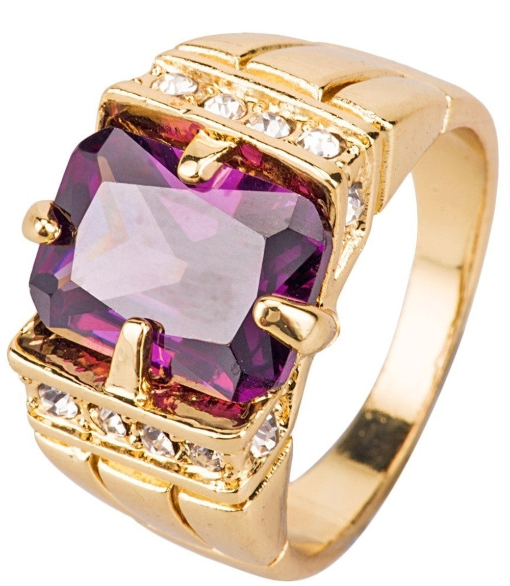 Goze Zircon Inlaid Hazel Stone Round Gemstone Ring And Diamond Ring