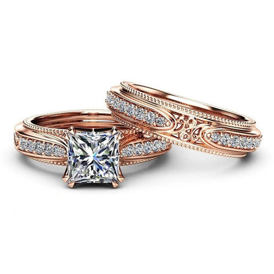 Rose Gold Retro Inlaid Zircon