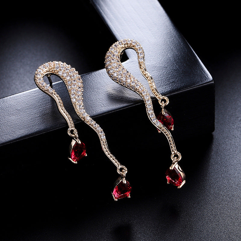 Personality Zircon Earrings Irregular Jewelry