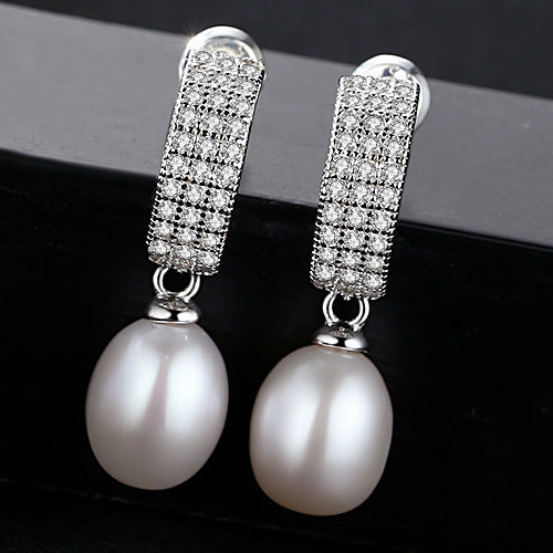 Pag&Mag S925 Silver Freshwater Pearl Stud Earrings Fashion Retro Stud Earrings Women'S Gifts