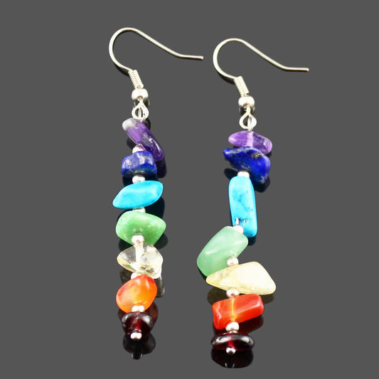 Hand-wound Seven Chakra Earrings, Handmade Creative Characteristic Exaggerated Jewelry