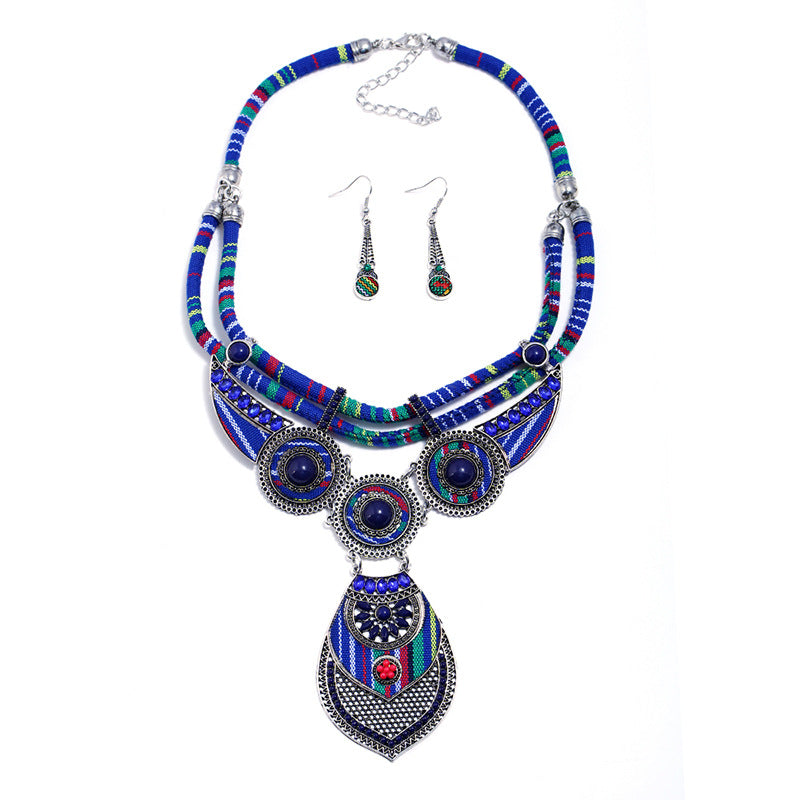 Ethnic Style Necklace Earrings Two piece Jewelry