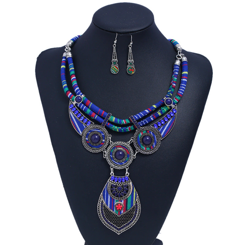 Ethnic Style Necklace Earrings Two piece Jewelry