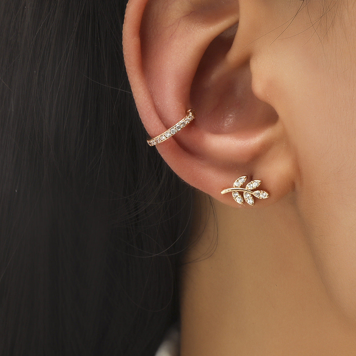 New Simple Star Small Diamond Earrings, Geometric Pearl Zircon Earrings Without Pierced Ears