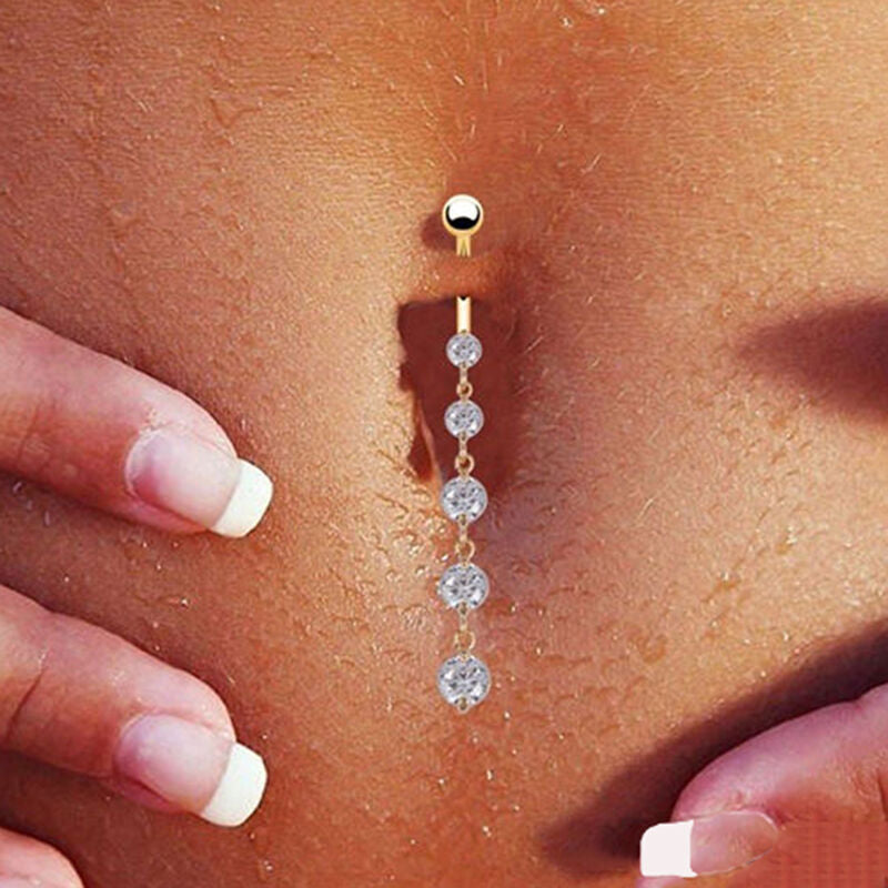 Golden Zircon Crystal Belly Button Ring Tassel Belly Button Button Belly Button Earrings Body Piercing Ornaments