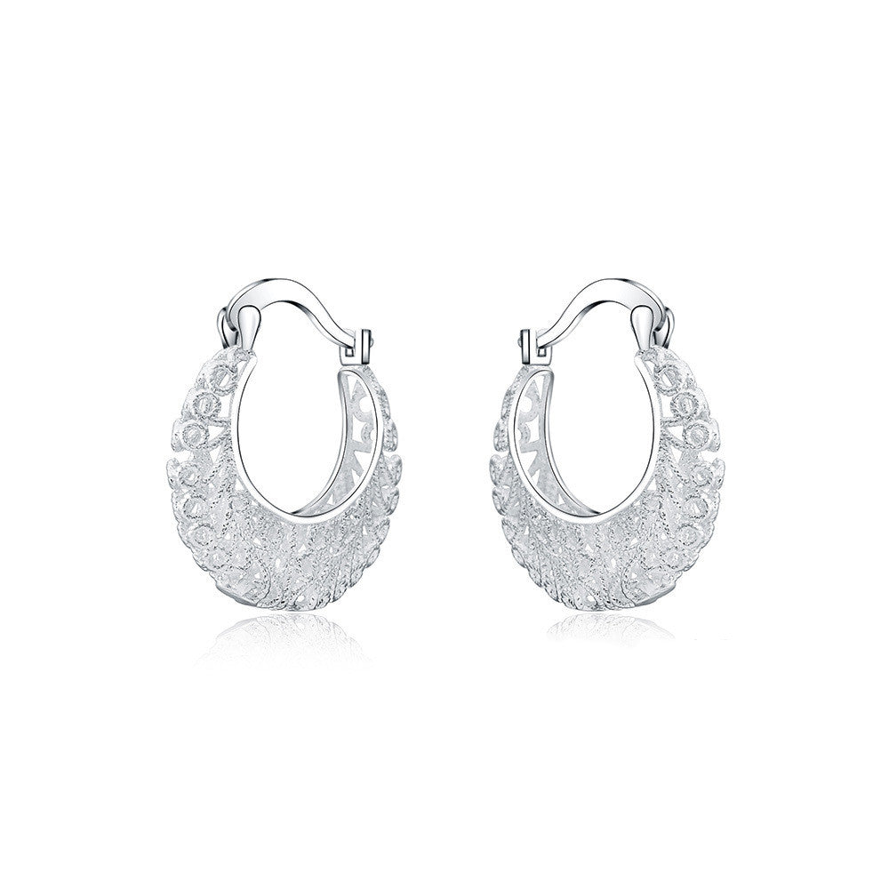 Explosive Jewelry Silver Openwork Woven Flower Earrings