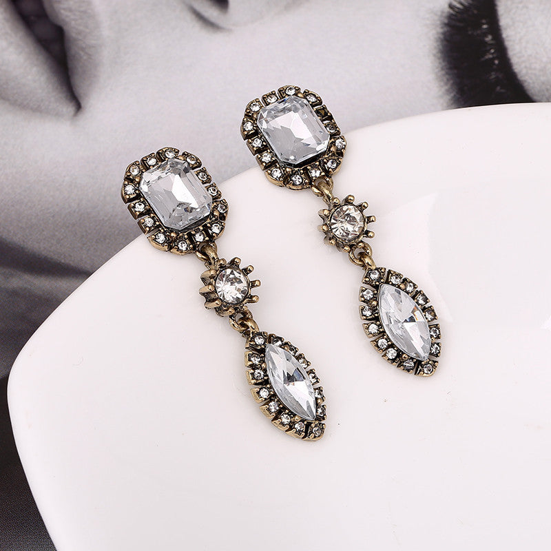 Luxury Alloy Inlaid Gemstone Earrings Women