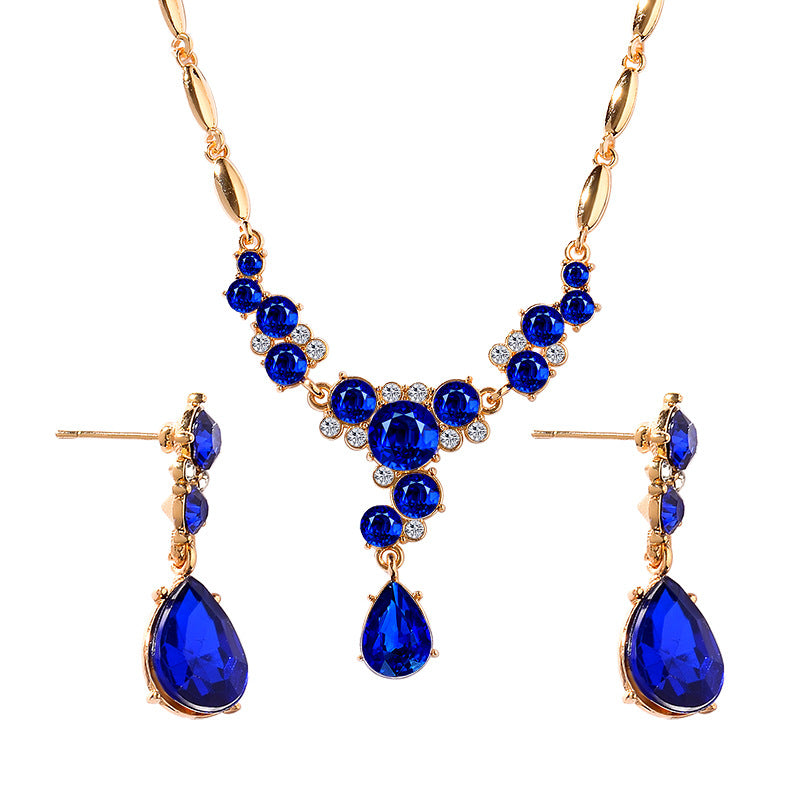 Crystal necklace earrings temperament jewelry set