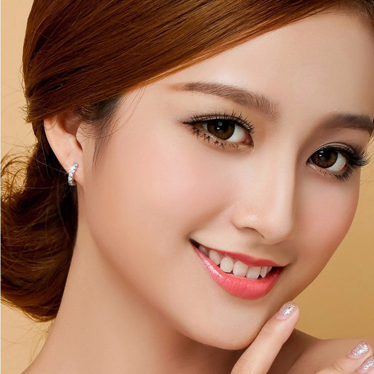 Korean super flash single row diamond earrings