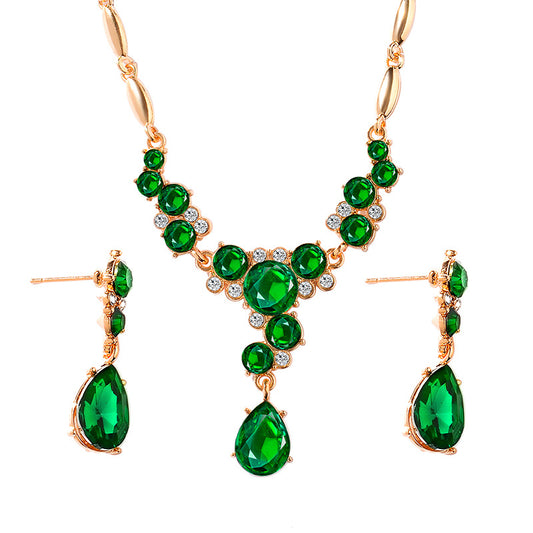 Crystal necklace earrings temperament jewelry set