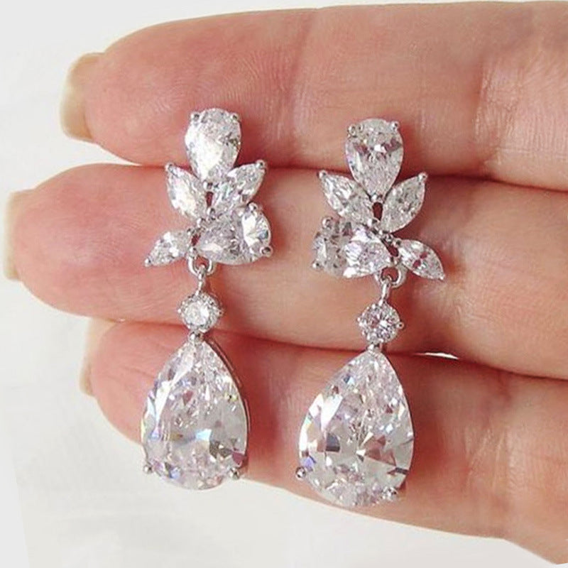 Sweet Pear Drop Zircon Earrings Jewelry