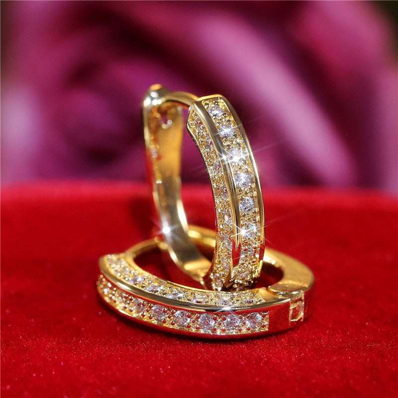 Fashion New Earrings Three-sided Full Diamond Earrings Ear Buckle Ear Clip Ear Jewelry