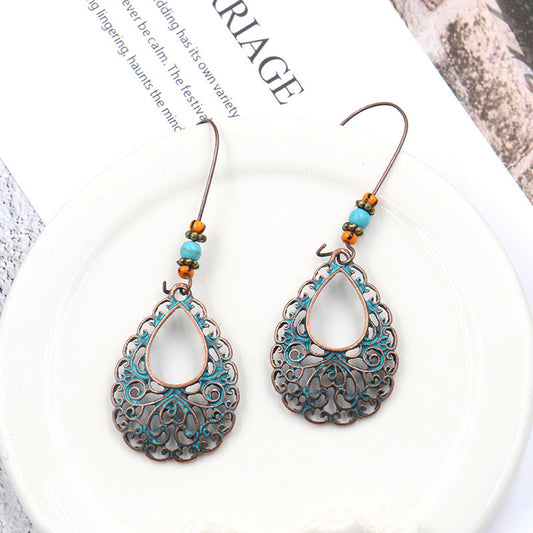 National style popular geometric alloy hollow irregular oval earrings personality earrings