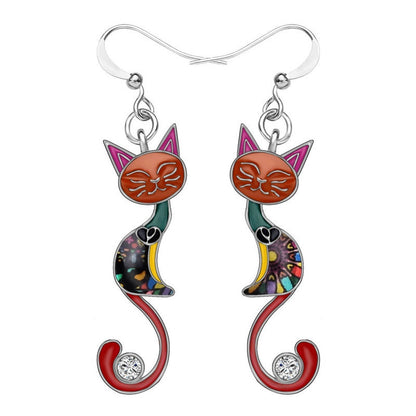 Ear Jewelry Personality Colorful Kitten Dripping Earrings