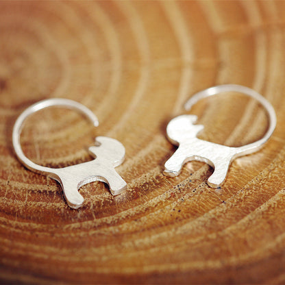 S925 Sterling Silver Stud Earrings Brushed Cat Earrings Korean Cute Cats Sterling Silver Jewelry Jewelry