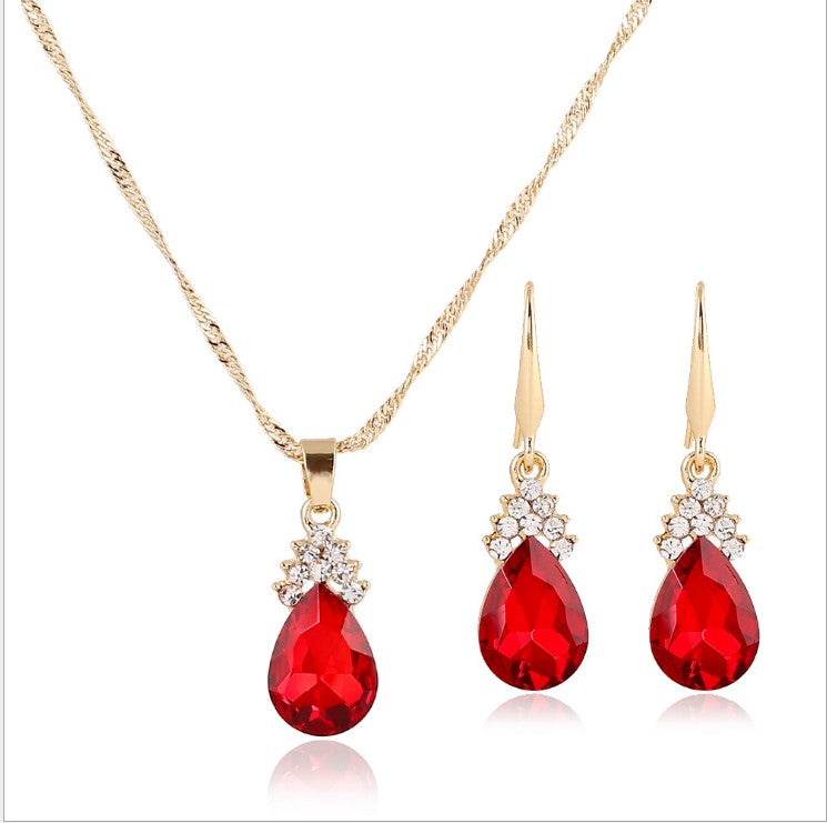 Womens Diamond Crystal Necklace  Earrings Crystal Necklace Earrings Set