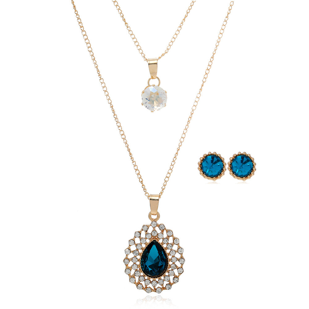 Fashionable Diamond - Encrusted Necklace And Earrings Set