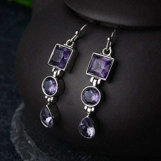 Lavender Amethyst Diamond Zircon Earrings