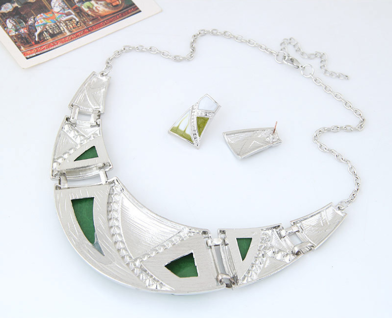 Geometric personality exaggerated temperament necklace earrings set