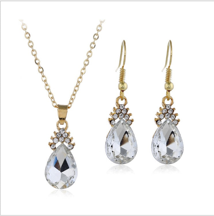 Womens Diamond Crystal Necklace  Earrings Crystal Necklace Earrings Set